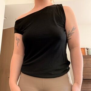 Banana Republic asymmetrical shoulder black tank